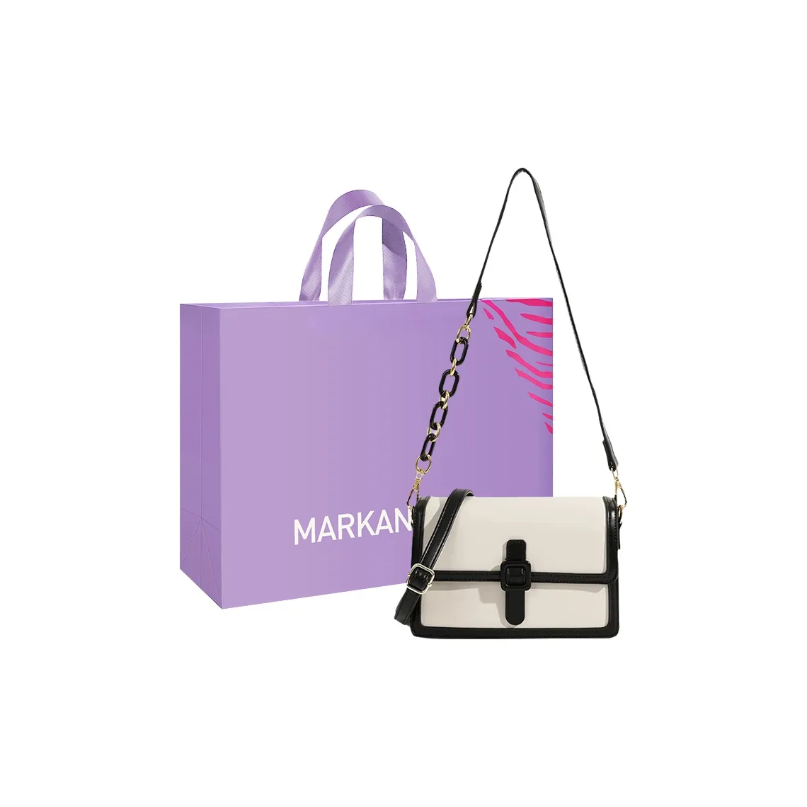 MARKANGARO ПУ (полиуретан) Сумка через плечо Сумка на плечо Стандартная Женская Черно-белая