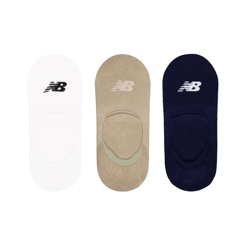 New Balance No-Show Socks Unisex 3 Pack White/Khaki Navy Blue