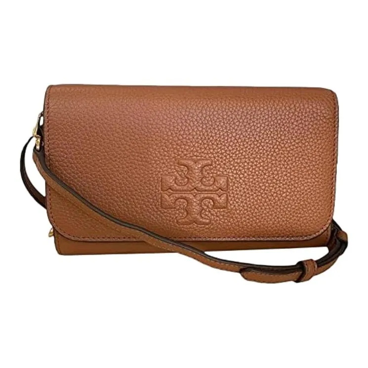 TORY BURCH THEA Кожаный кошелек сумка через плечо маленькая женская коричневый