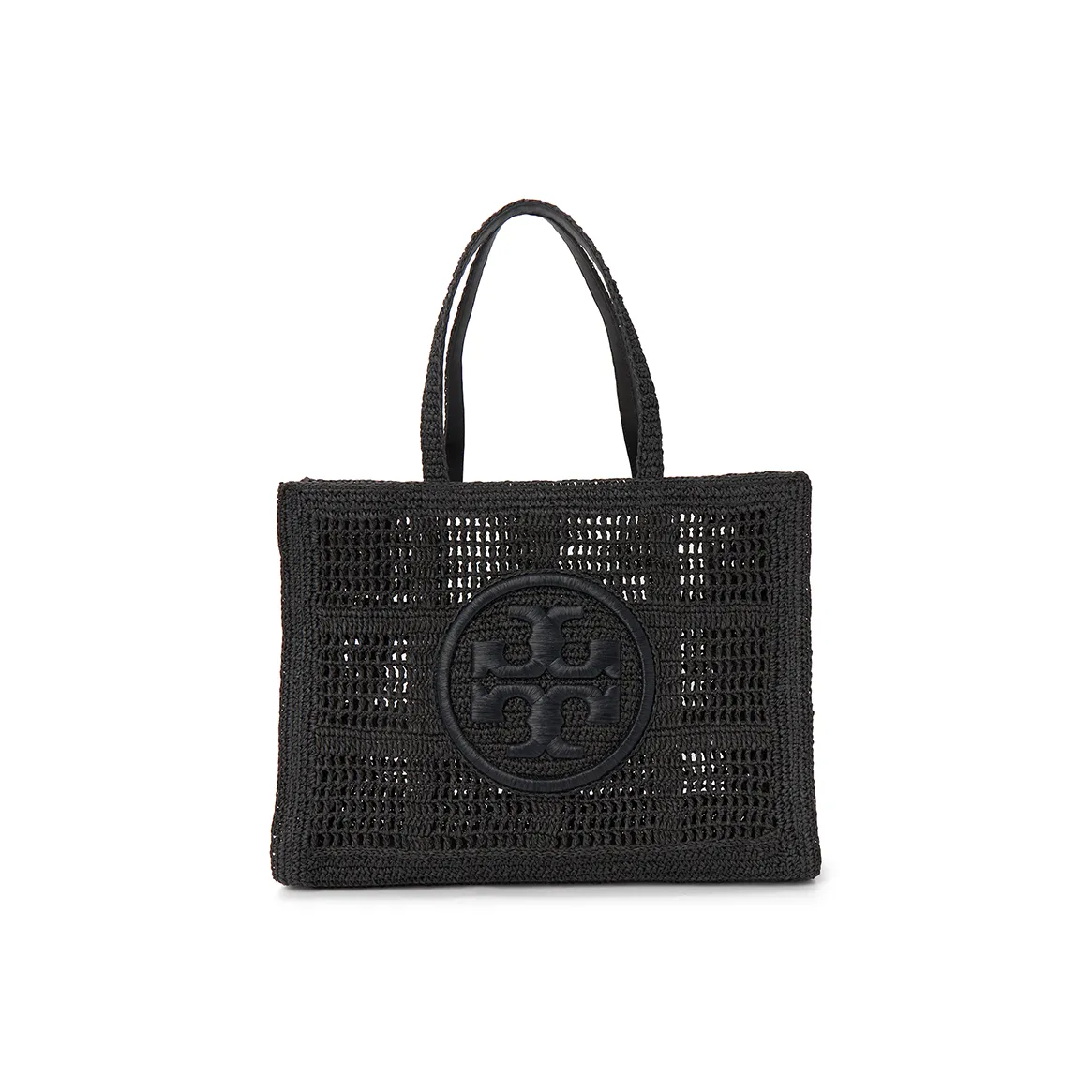 TORY BURCH Ella Raffia с искусственной кожей комбинированная сумка большая женская черная