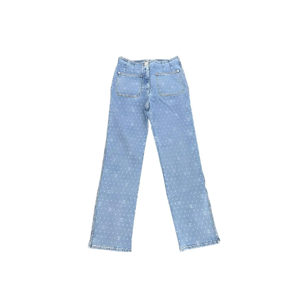 CHANEL 23 New Spring And Summer Arrivals Jeans Women's Light Blue