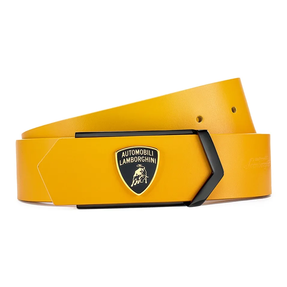 AUTOMOBILI LAMBORGHINI Ремни из коровьей кожи Мужской Желтый Ширина 3,4CM