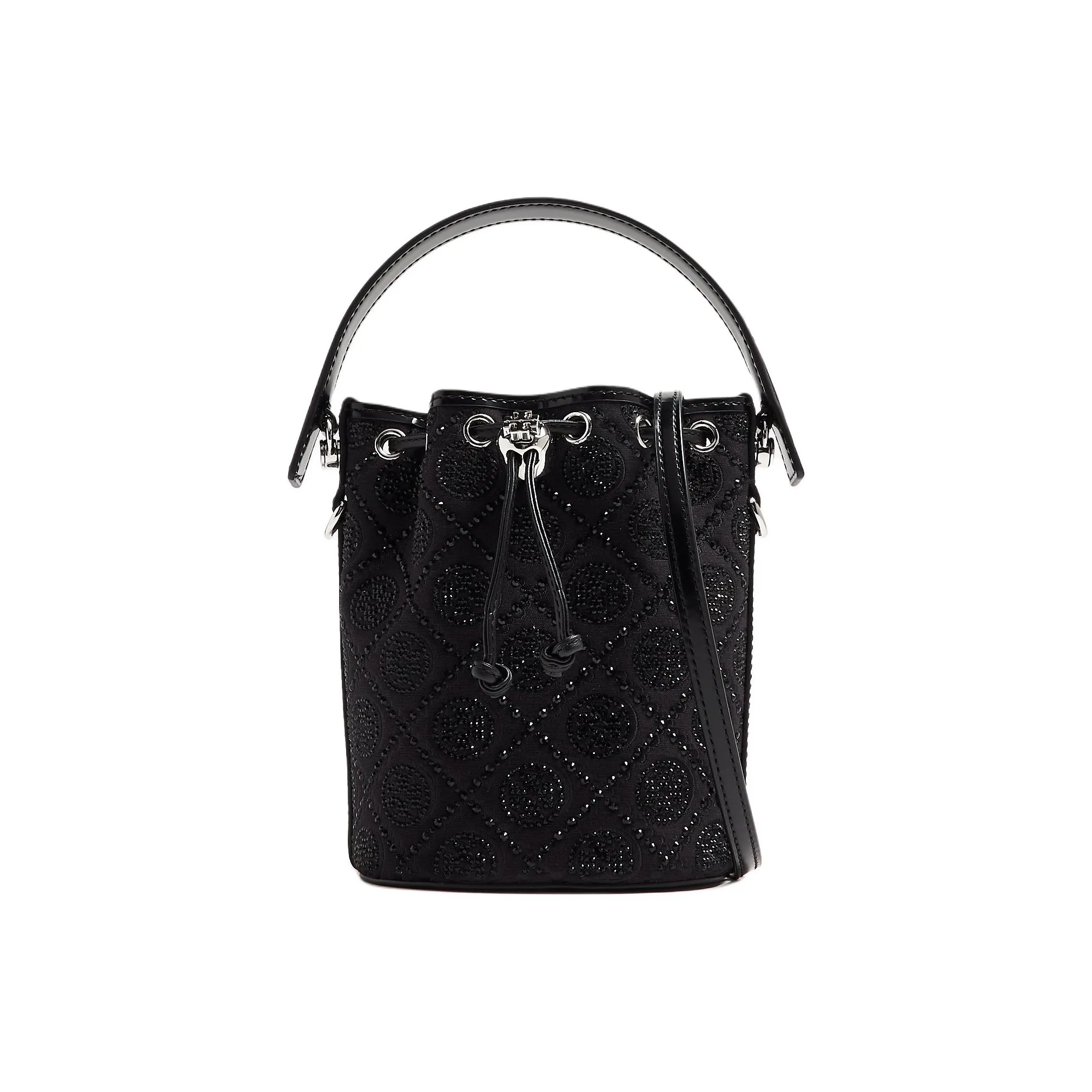 TORY BURCH T Monogram Cotton Bucket Bags Shoulder Bag Crossbody Bag Handbag Mini Women's Black