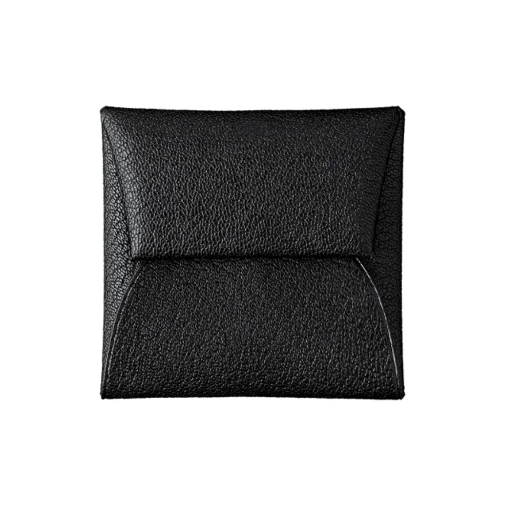 HERMES Bastia Goatskin Coin Purse Card Holder, Wallet Women's Black