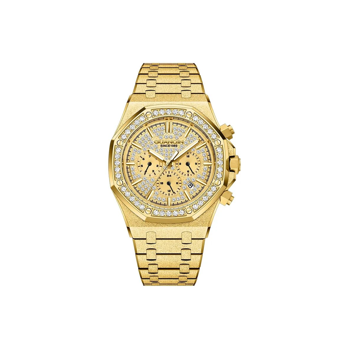 GUANQIN GJ16430 Automatic Mechanical Movement Stainless Steel Watchband Watch Men's Watches Gold Dial