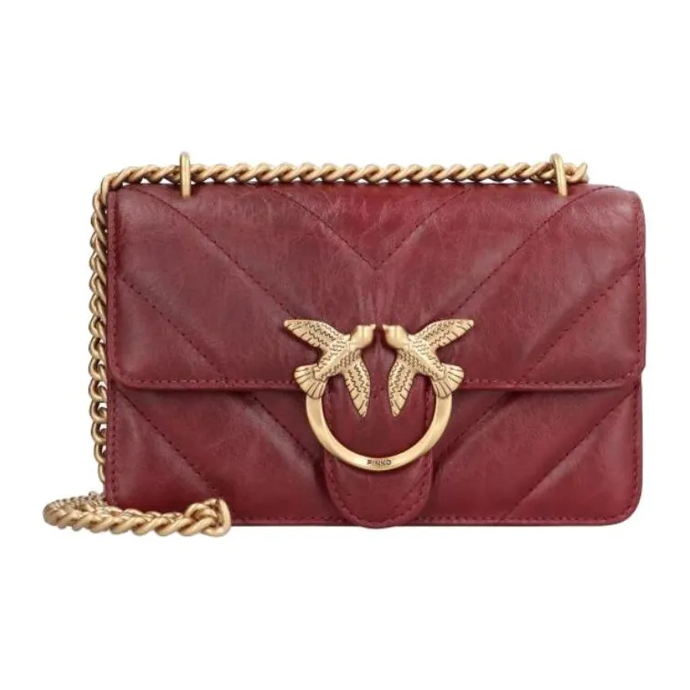 PINKO Сумка через плечо из коровьей кожи женская бордового цвета