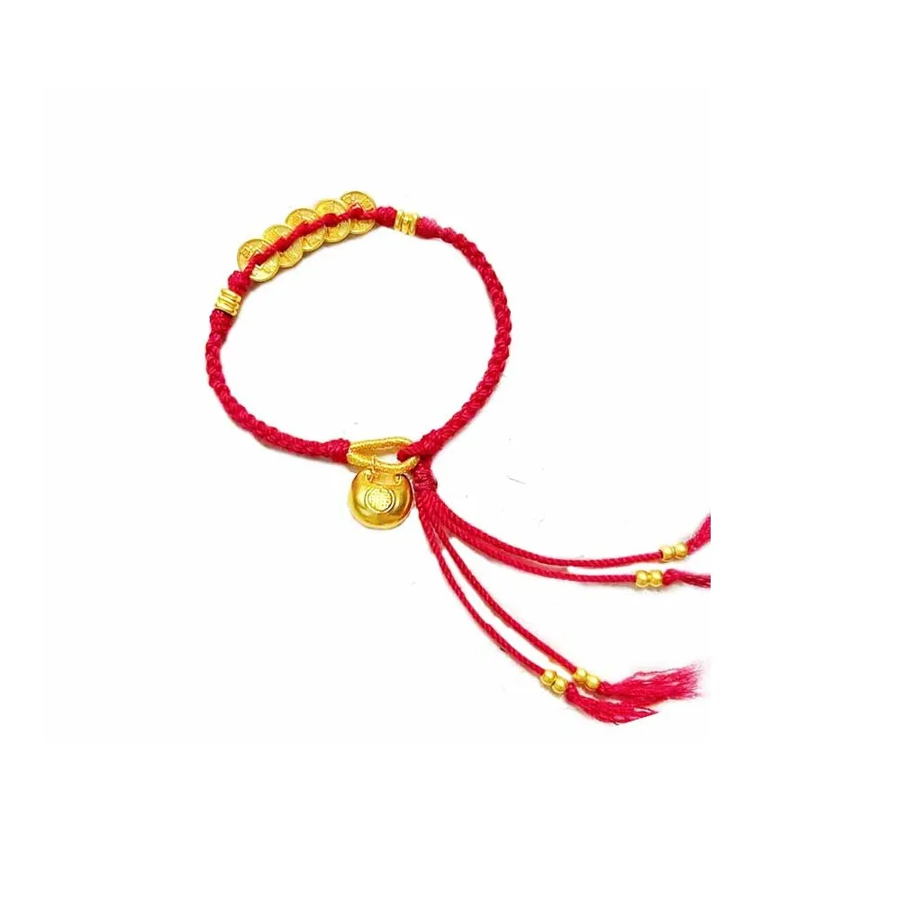 Ruinuo Small Fu Pendant Five Emperors Coins Wealth Woven 999 Solid Gold Priced In Gram Bracelets Women's