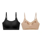 [2 개 for 20 Yuan off] 탱크 탑, 잉크 블랙+후면 단추 스타일, 누드 컬러