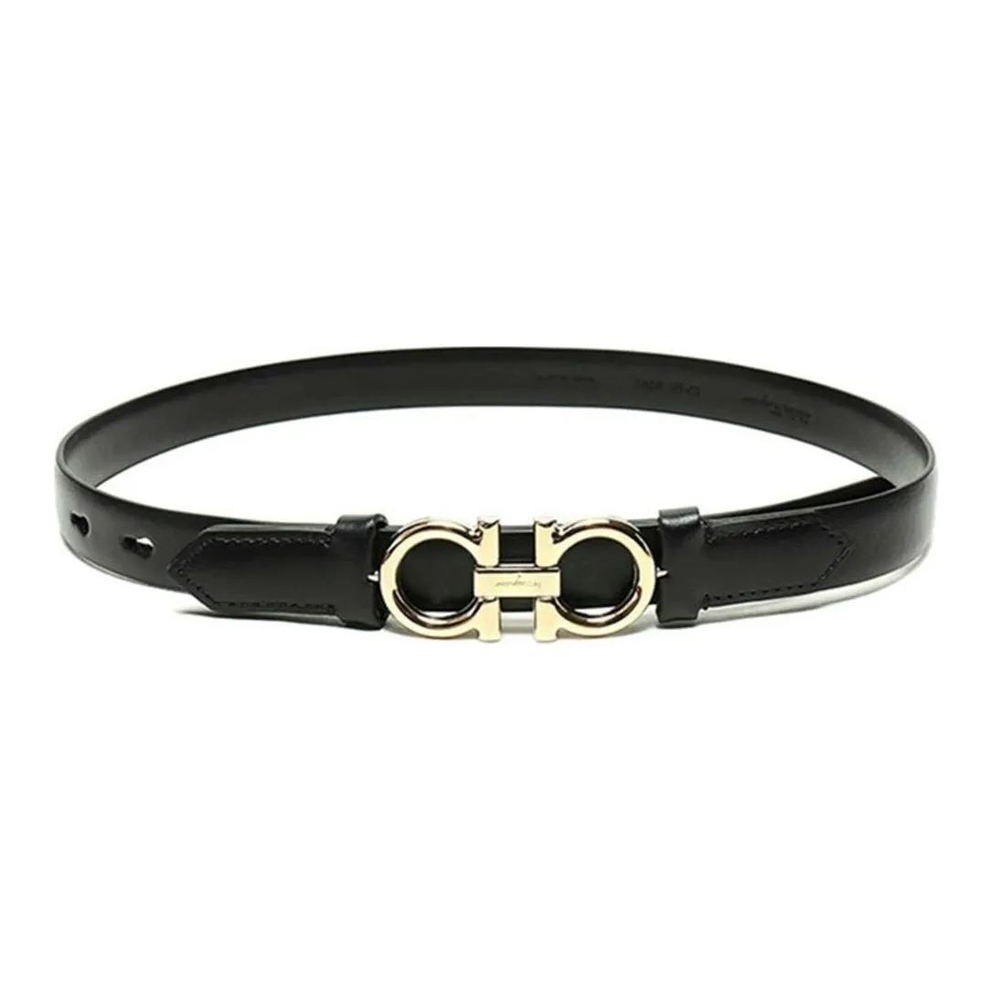 Ferragamo Ремни из коровьей кожи женские черные ширина 2 см