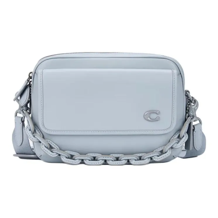 COACH Charter Glove Tanned Leather Handbag, Shoulder Bag, Crossbody Bag Medium Size Men's Gray Blue