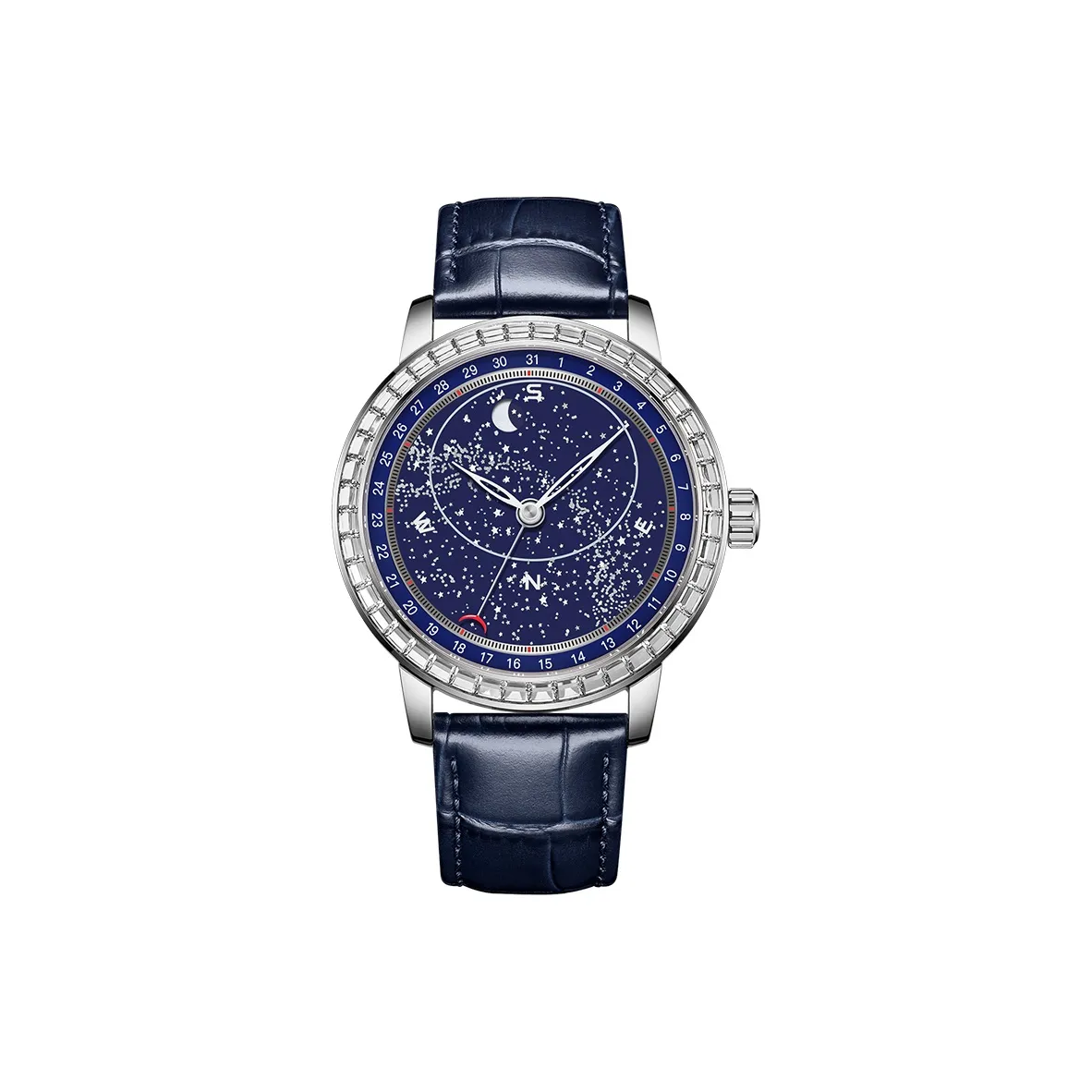 BEXEI Galaxy Expedition Collection Mechanical Movement Genuine Leather Strap Watch Men's Watches Black Dial