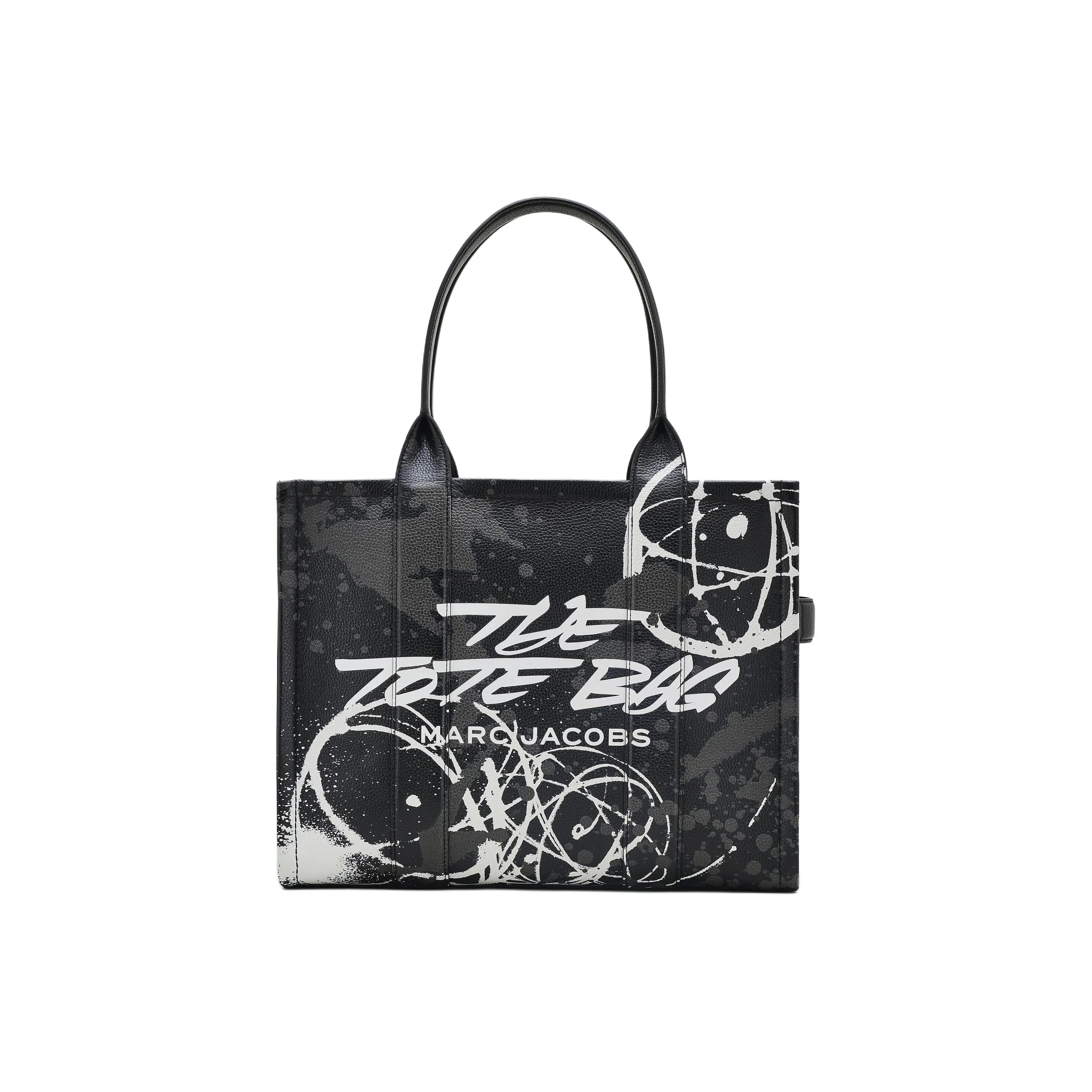 MARC JACOBS FUTURA Collaboration Full Grain Leather Tote Bag, Shopping Bag, Handbag Large Size Unisex Black
