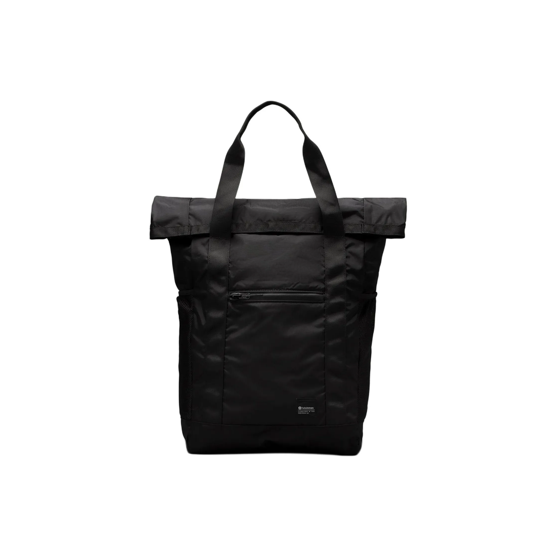 Lululemon Packable Polyester Handbag, Backpack Regular Unisex Black & Traverse Gray