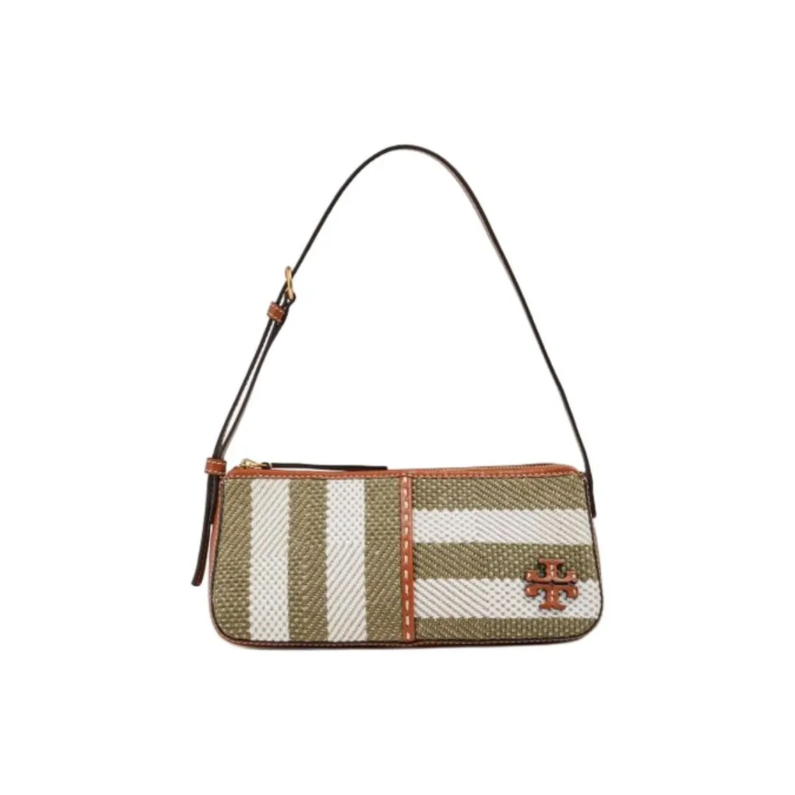 TORY BURCH McGraw Сумка на плечо из ткани с коровьей кожей сумка через плечо женская цвет слоновая кость и оливково-зеленый