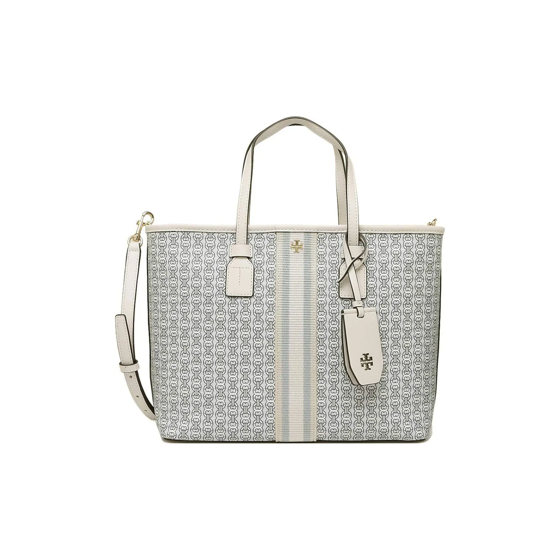 TORY BURCH Покрытый холст Тоут Сумка Сумка для покупок Тоут Сумка на одно плечо Женская Слоновая кость Многоцветный