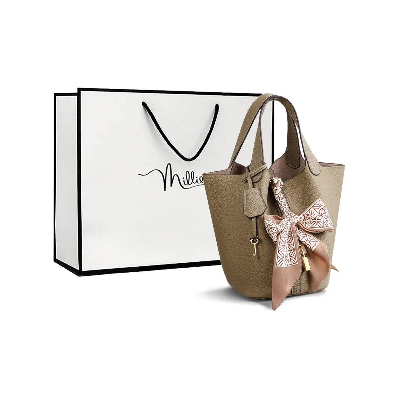 MILLIE'S Коровья кожа MOTHER Daughter Ведрообразная сумка Корзина Сумка Обычная Женская Слон Серый