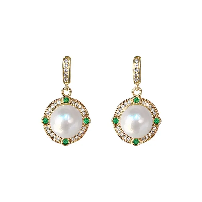 Серьги NATURALLYJOJO с цирконием женские белые золотые