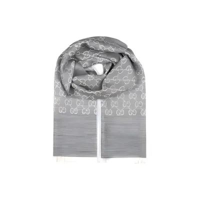 GUCCI Knit Scarves Unisex Light Gray