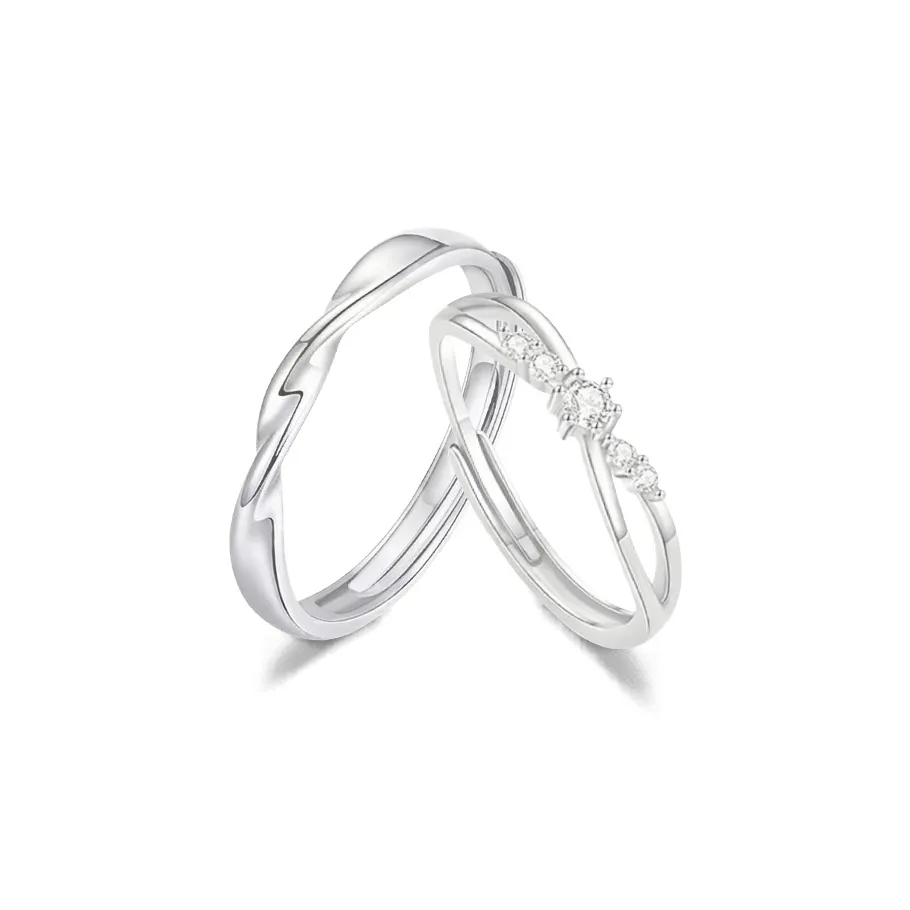 FANFRI Sterling Silver Rings Unisex Anniversary Sweet Box