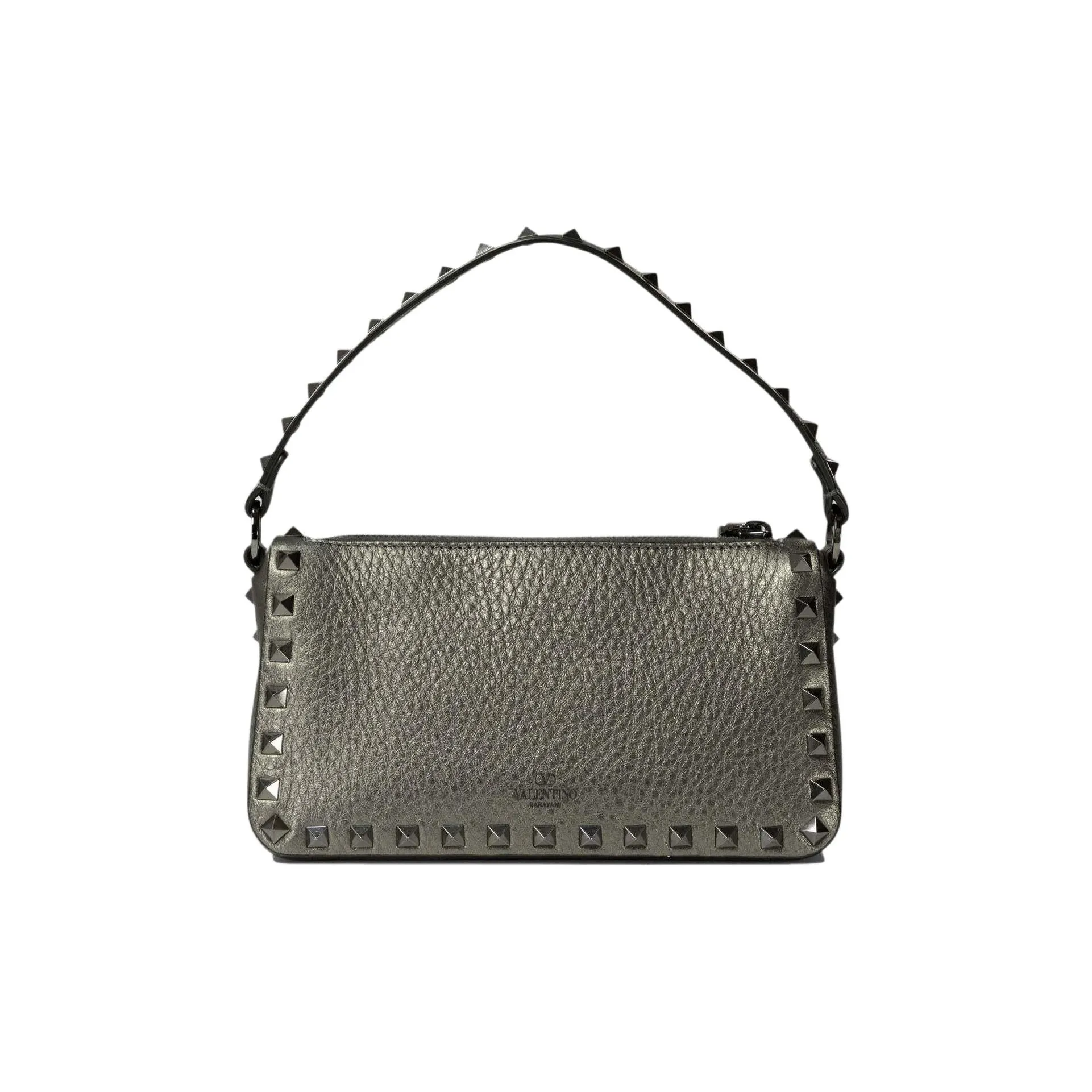 Valentino GARAVANIRockstud Calfskin Shoulder Bag, Crossbody Bag, Handbag Trumpets Women's Silver Gray