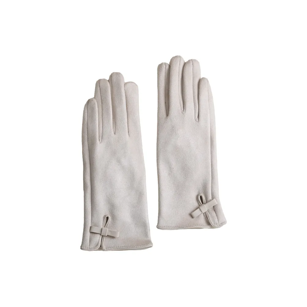 Lagur Полиэстер Трикотаж Перчатки Женские Мягкие Молочно-Белые Noble Коричневые