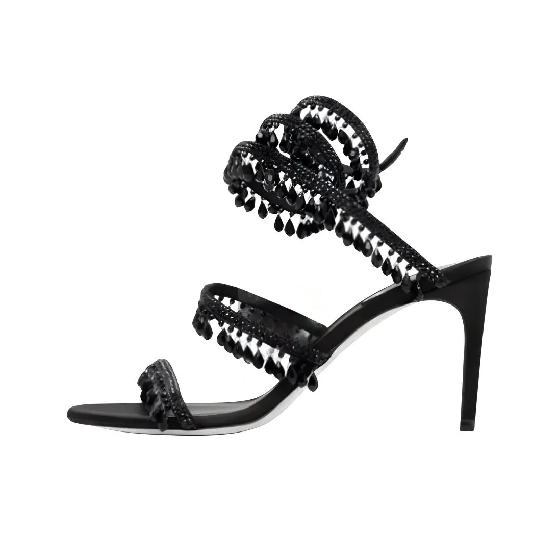 RENE CAOVILLA Chandelier Strap Sandals 8cm Women's Black