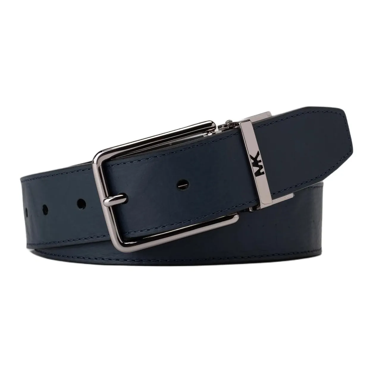 MICHAEL KORS Cow Leather, Artificial Leather, Metal Leather Belts Men's Dark Blue 