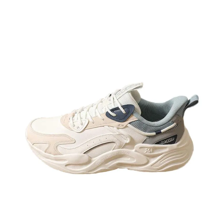 361° Легкий Комфорт Серия Противоскользящий Устойчивый к Износу Низкий Топ Повседневные Беговые Кроссовки Мужские Бежево-Синие