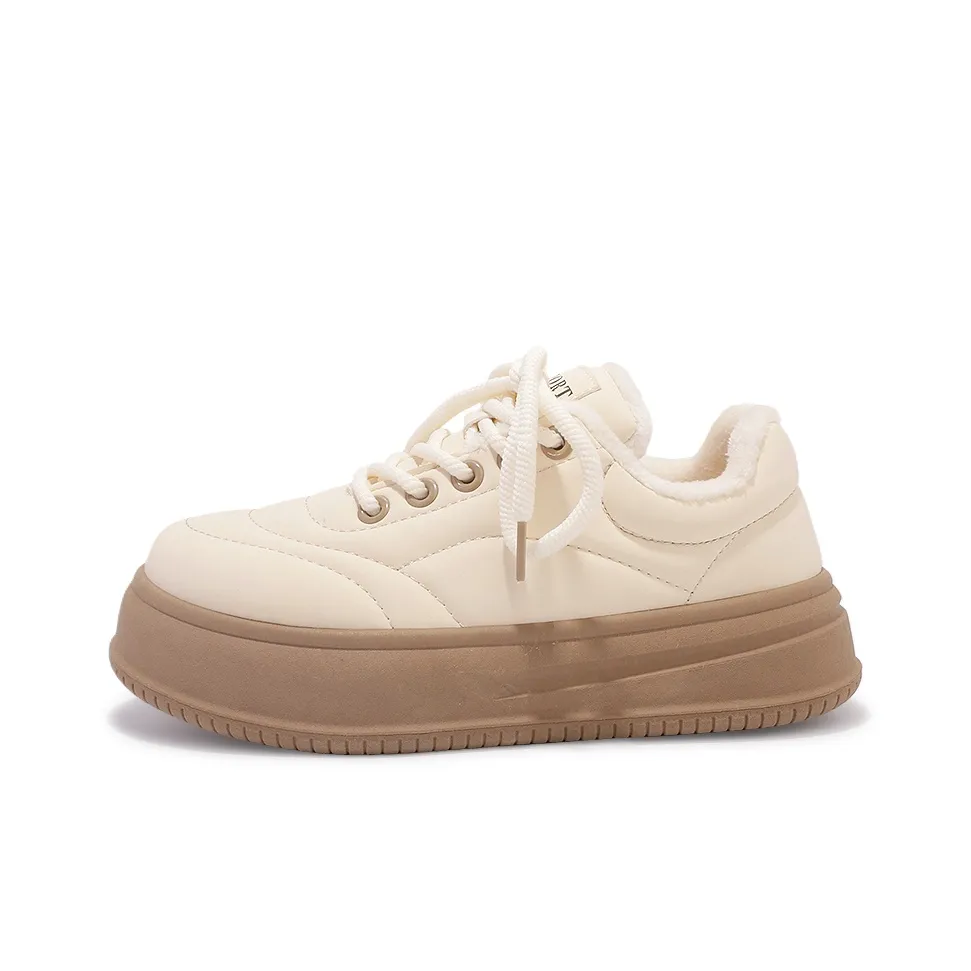 Miss Zhang Slip-resistant Abrasion-resistant Low Top Skateboard Shoes Women's Beige Brown Мисс Чжан Противоскользящие Устойчивые к износу Низкие Кроссовки для скейтбординга Женские Бежево-коричневые