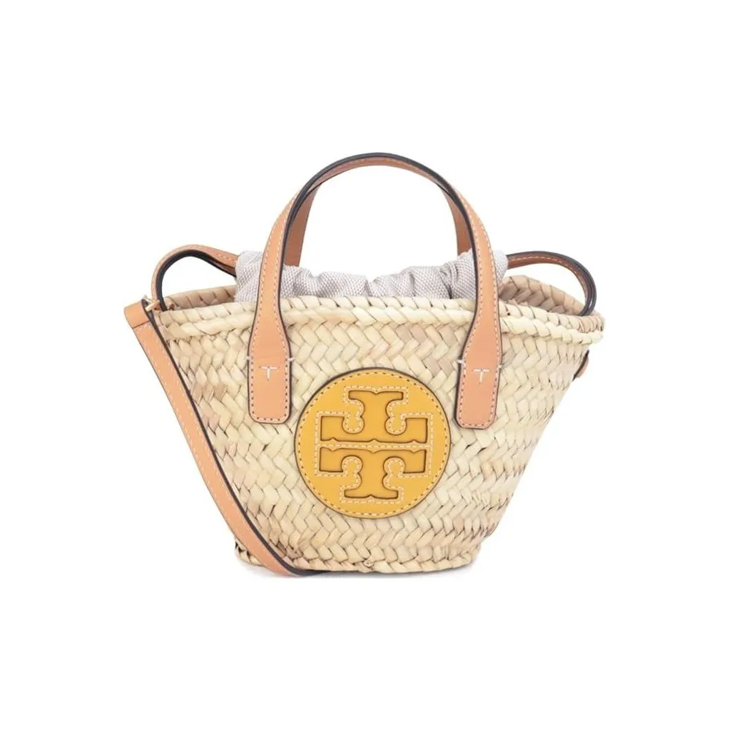 TORY BURCH Ella Raffia Tote Bag Shopping Bag Basket Bag Portable Women's Light Umber