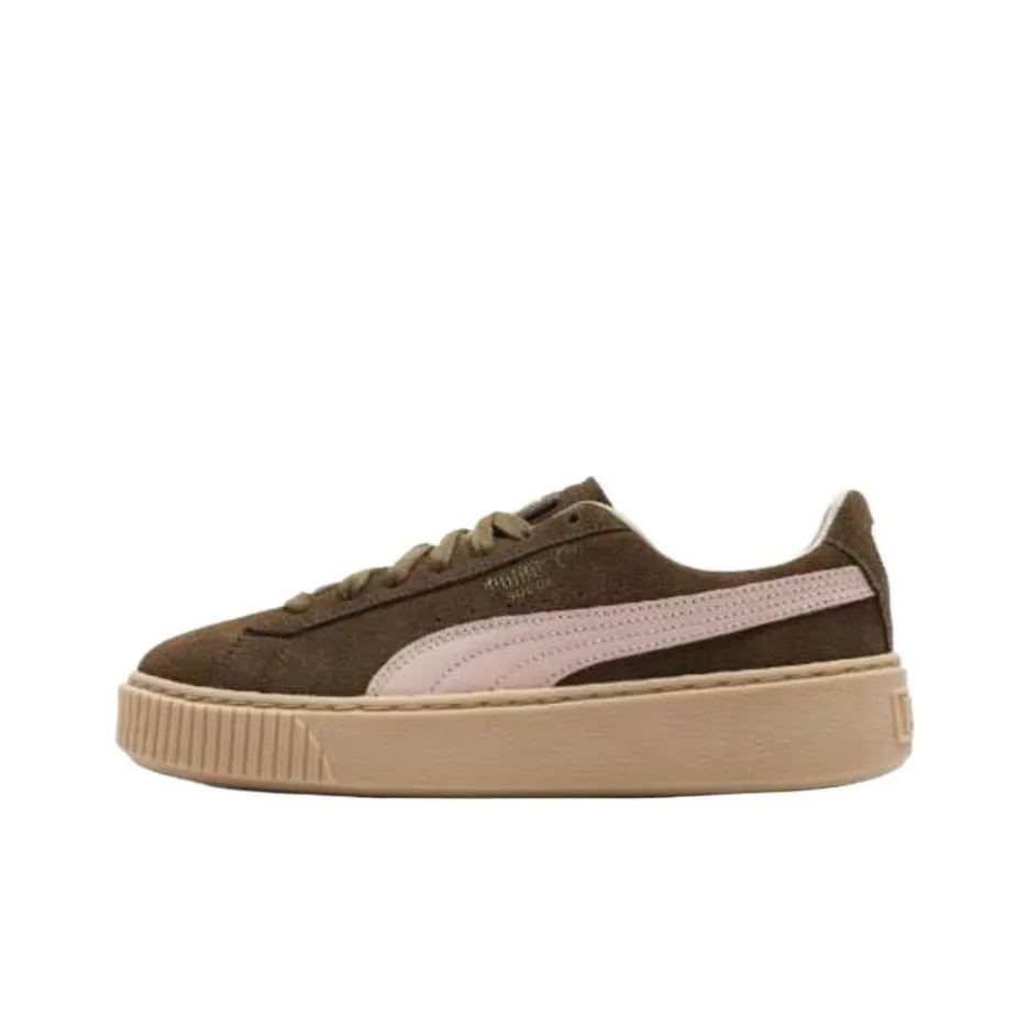 PUMA Suede Platform Low Топ Скейтборд Кроссовки Женские Коричневый