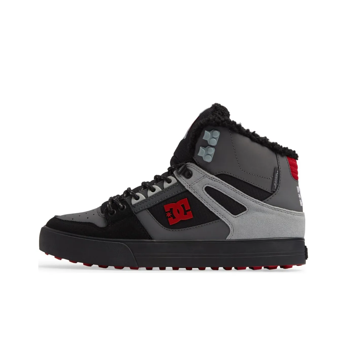 DC Shoes Pure High WNT Anti Slip Wear Resistant High Top Casual Shoes Men's Gray Black Red