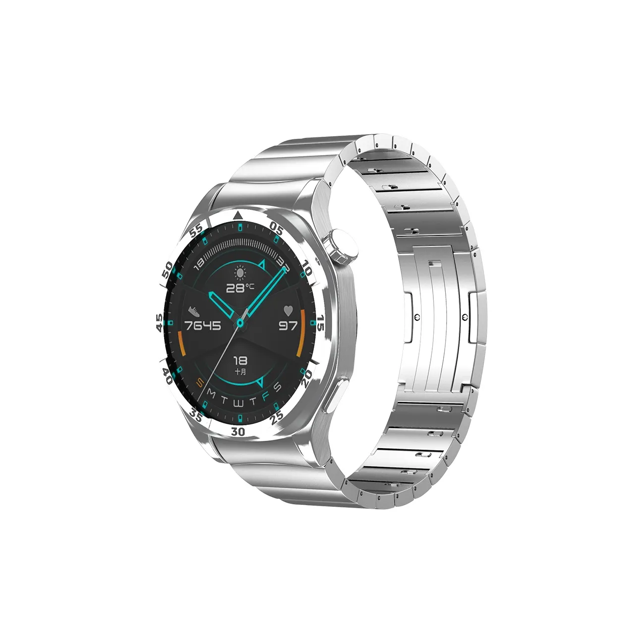 IBOANN Strap Huawei Compatibility Stainless Steel Material 46mm