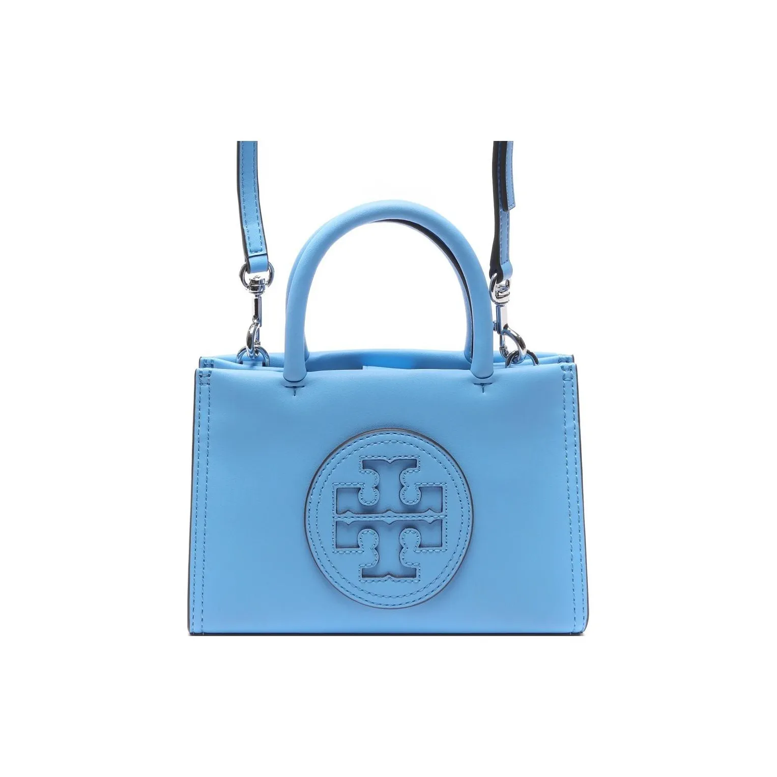 TORY BURCH Ella Synthetic Leather Tote Bag, Shopping Bag, Shoulder Bag, Crossbody Bag, Handbag Mini Women's Sky Blue