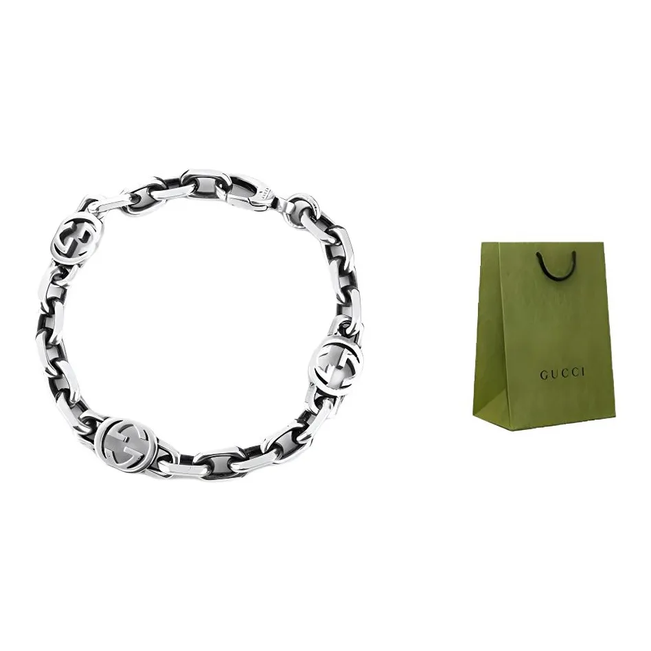 GUCCI Interlocking G Silver Bracelet