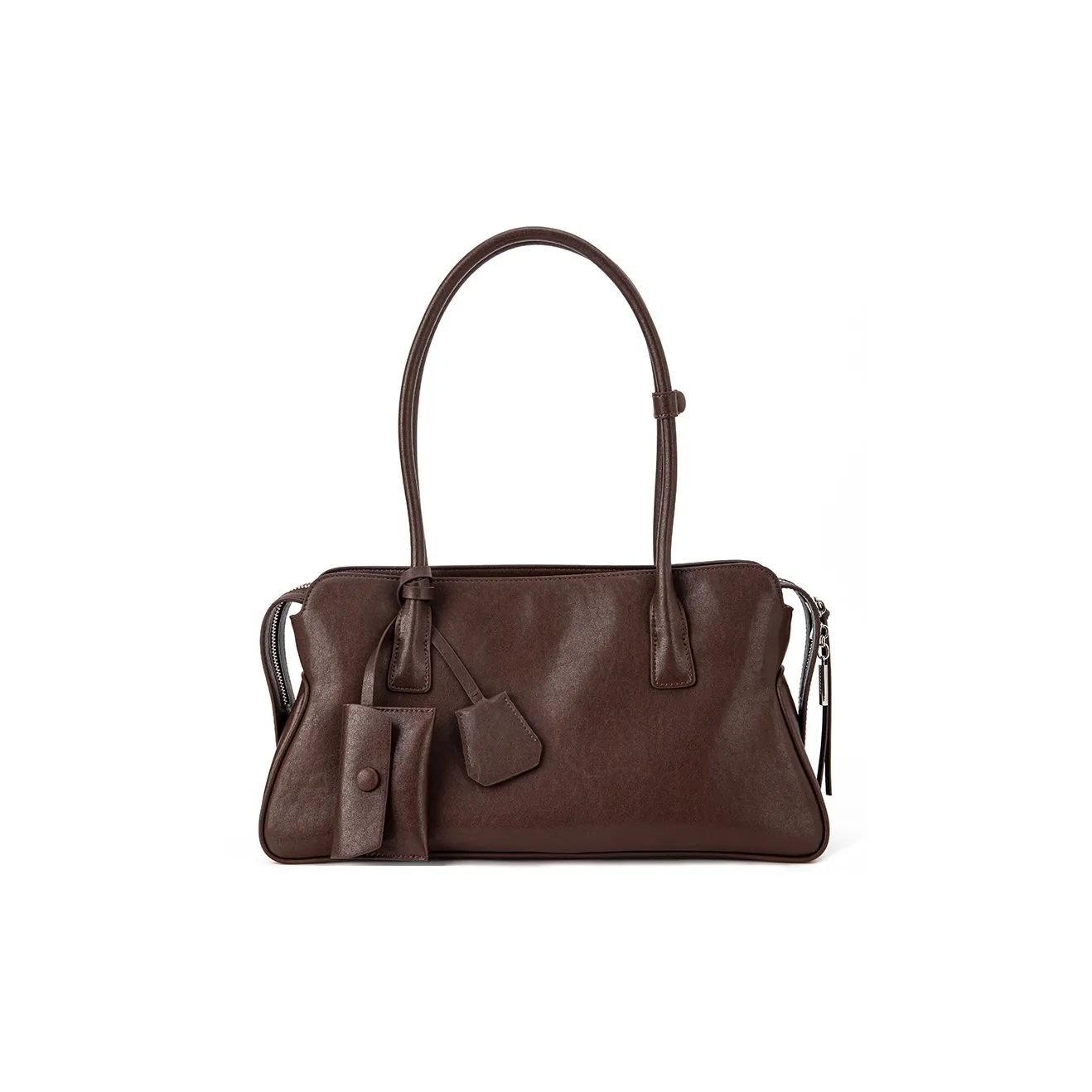 VENOF Cow Leather Shoulder Bag Large Size Women's Ebony Brown/Raw Cacao Black/Dark Cloud Gray