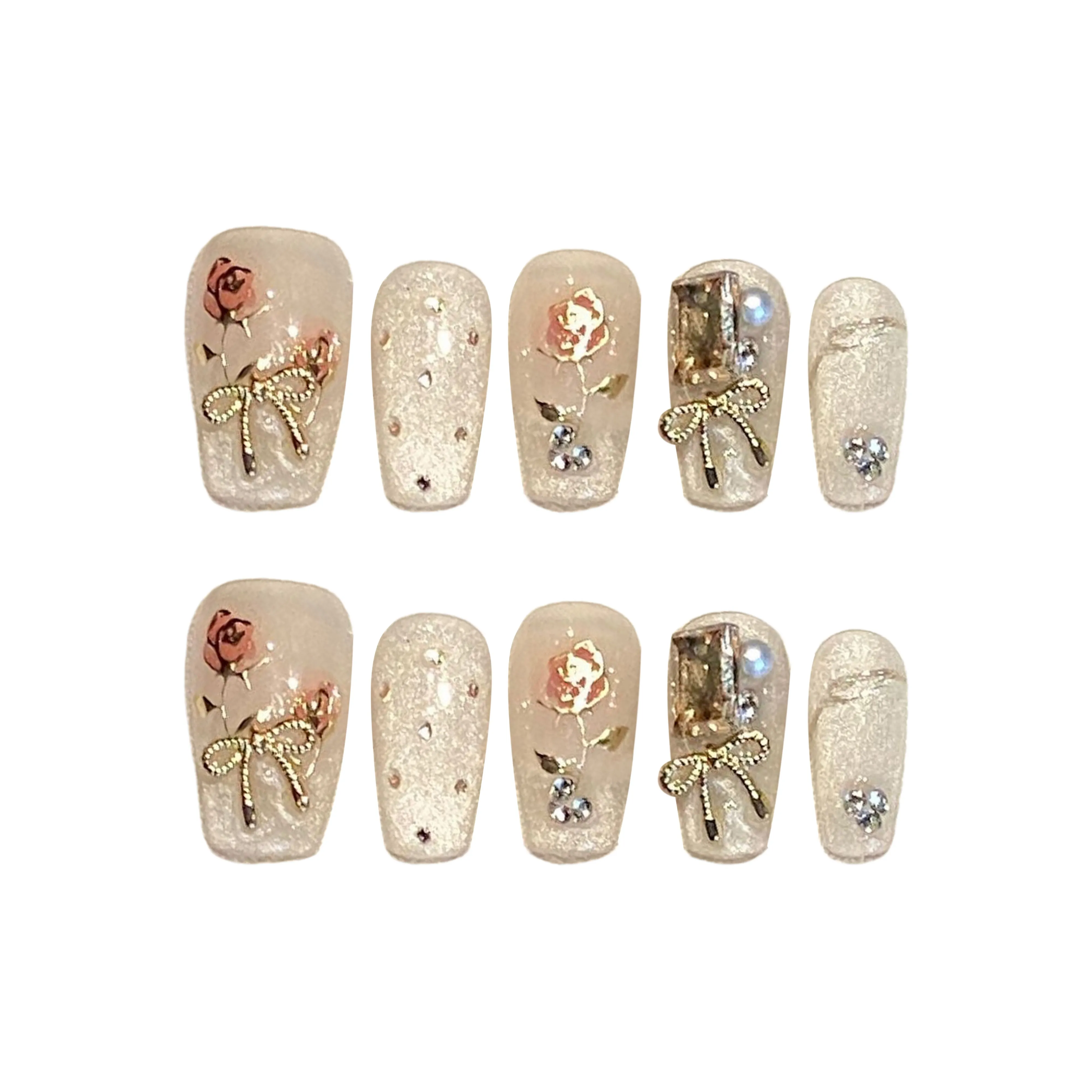 Yun Yue Joe HAND DRAWN Смешанный Розовый Кошачий глаз Шампанское золото Стразы Украшенный Роскошь Фальшивая Погоня Короткий ЛАДЬЕР 20 мм