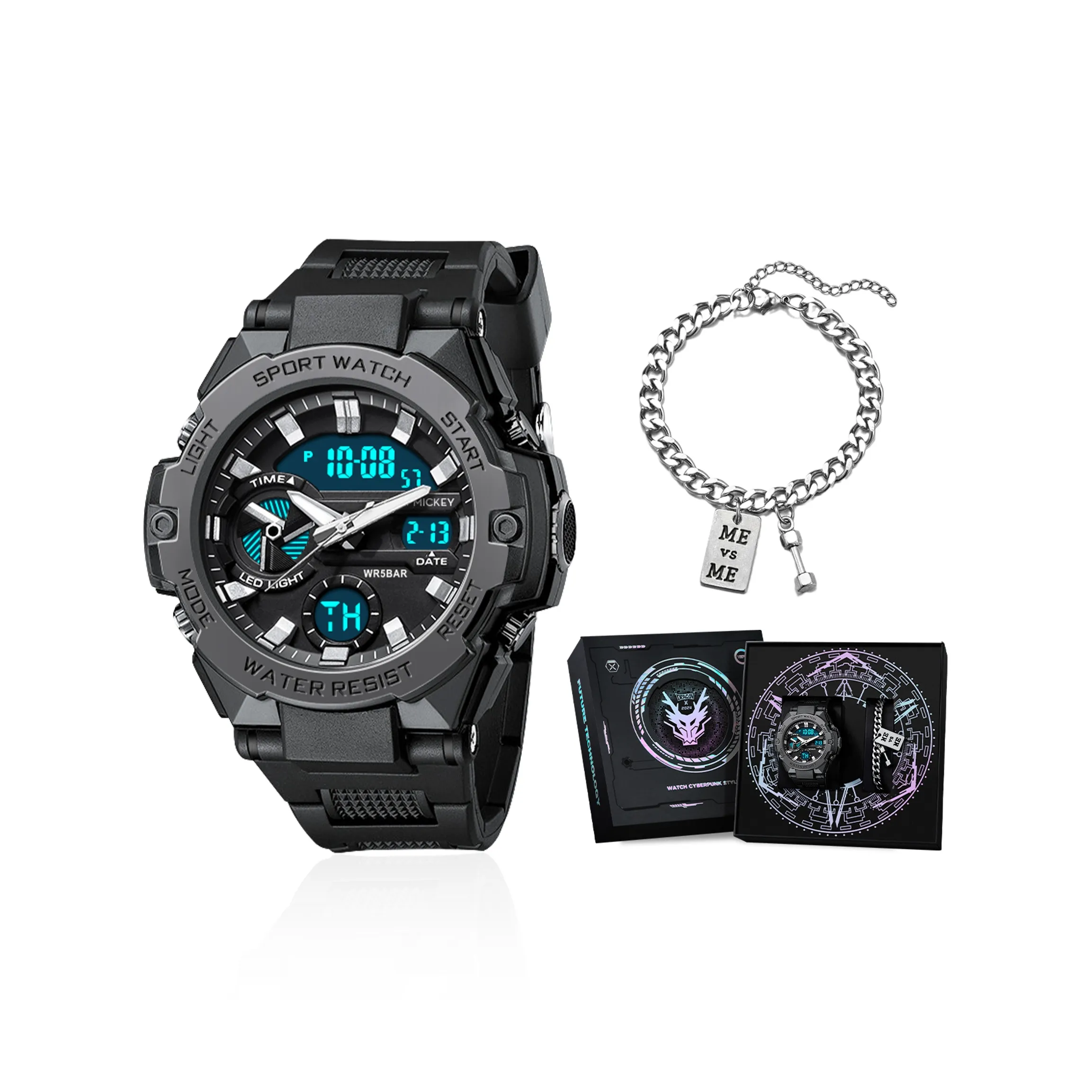 Disney Classic Электронный + Кварцевый Механизм TPU Ремешок Часы Мужские Черный Циферблат