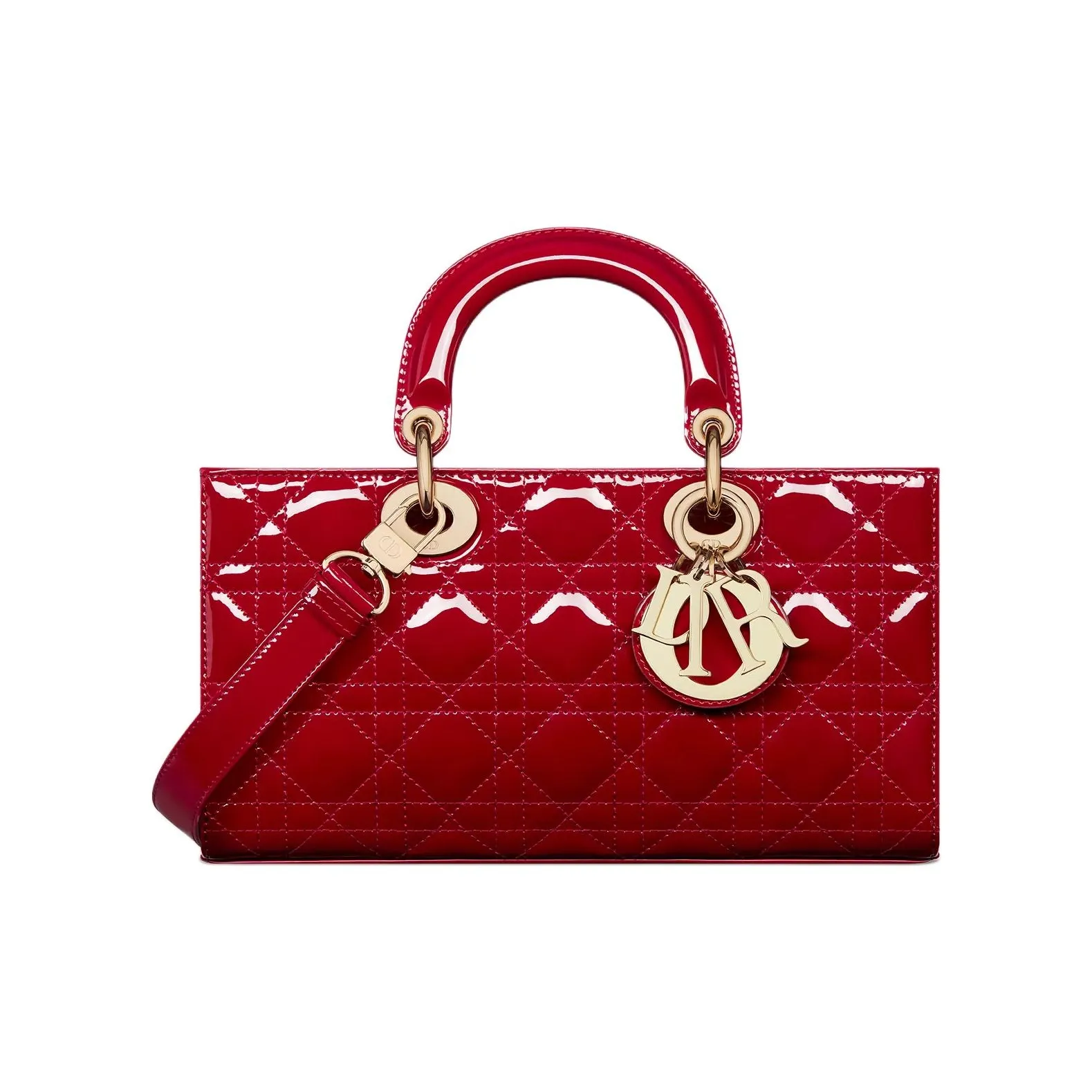 DIOR Lady D JOY Calfskin Lady Dior Bag, Shoulder Bag, Crossbody Bag, Handbag Medium Size Women's Cherry Red