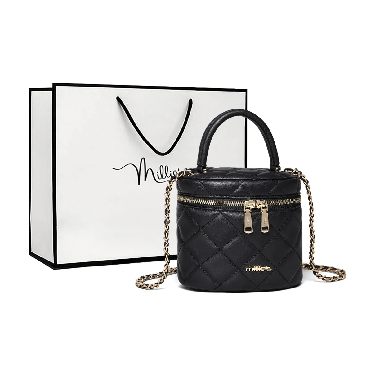 MILLIE'S Сумка из коровьей кожи с цепочкой сумка через плечо сумка сумка-коробка стандартная элегантная черная женская