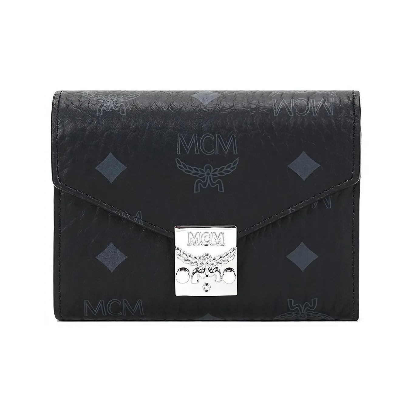 MCM Patricia Visetos Leather Wallet Women's Black
