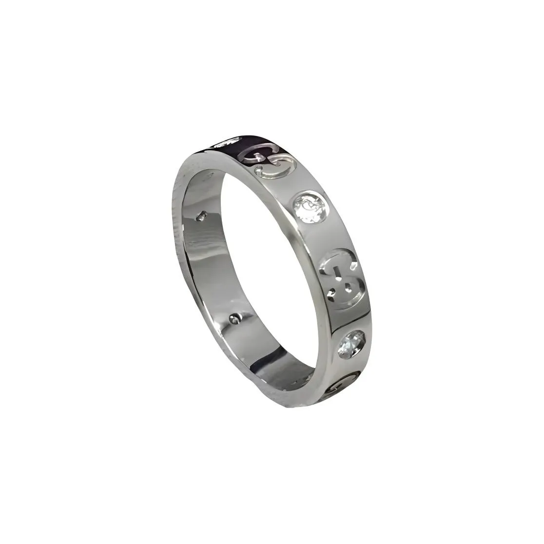 GUCCI 18K White Gold Rings Unisex Silver