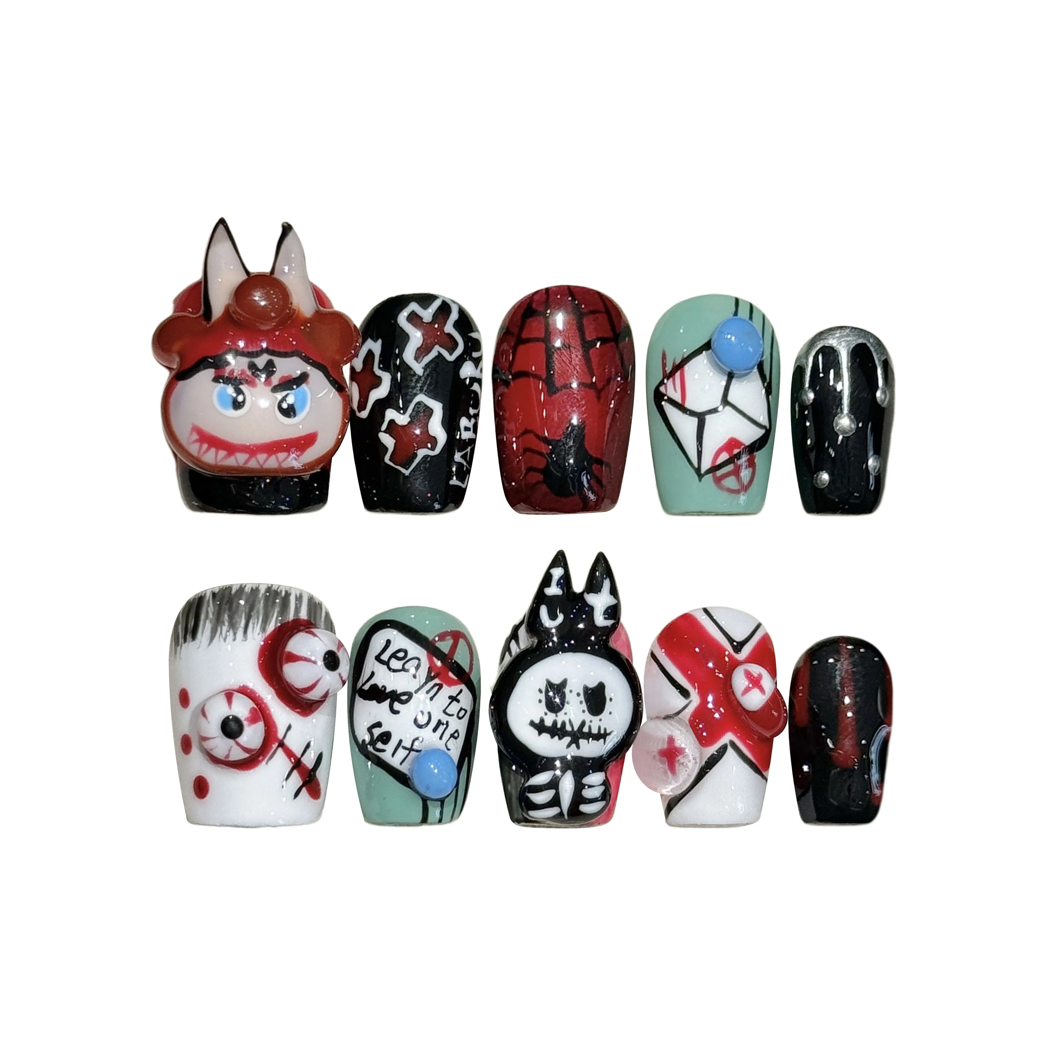 YUNYUEQIAO Хэллоуин Ручной Осветляющий 3D-эффект Необычный Индивидуальный Мультяшный Playfulness False Nail