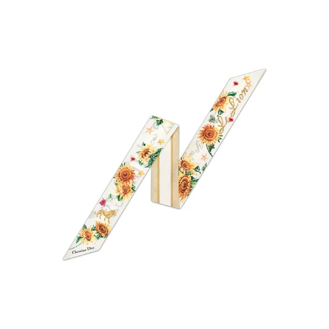 DIOR Mulberry Silk Scarves Women's Yellow