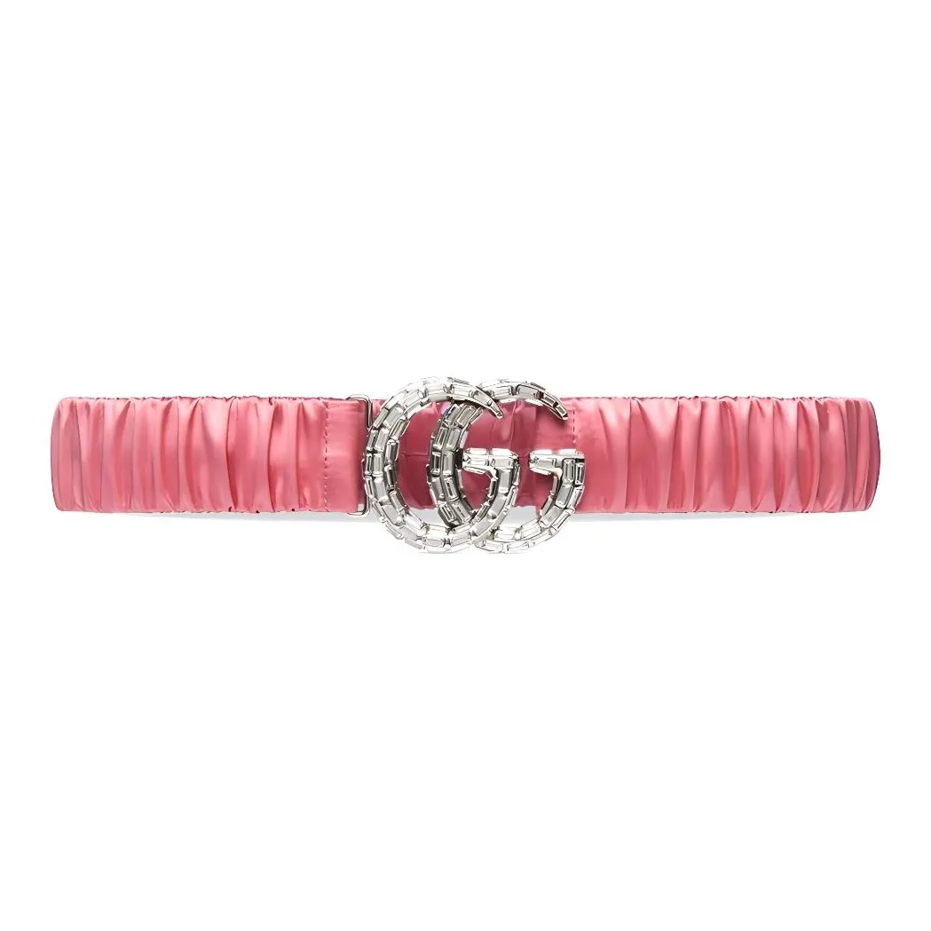 GUCCI Mulberry Silk Belt Women's Pink Width  4cm