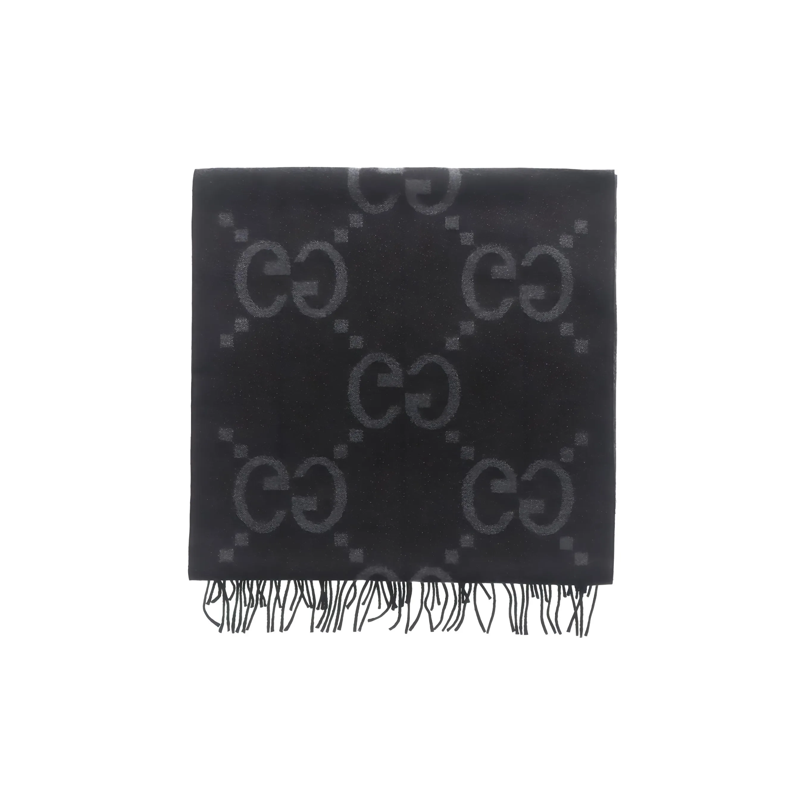 GUCCI Cashmere Knit Scarves Men's Gray Black