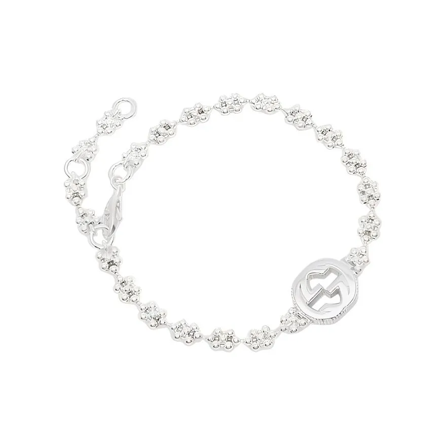 GUCCI 2016 2023 Sterling Silver Interlocking G Charm Costume Bracelet