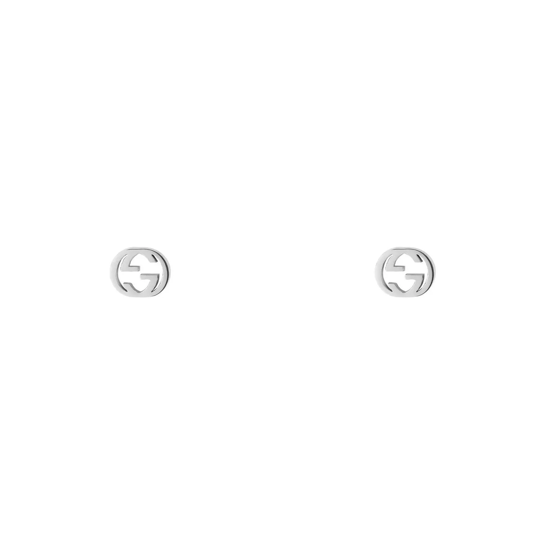 GUCCI 18kt White Gold Interlocking Stud Earrings