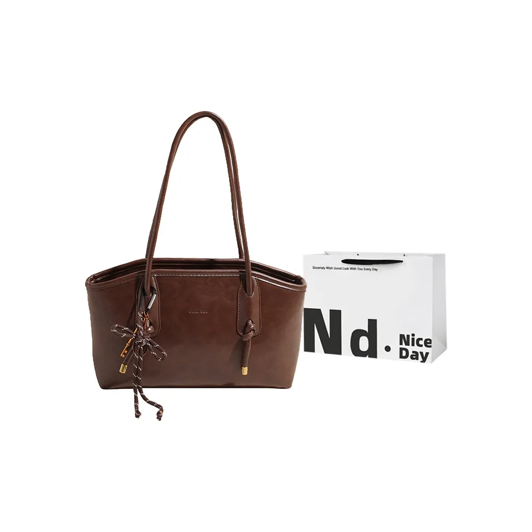 SWIMADE PU Shoulder Bag Women's Black/Ecru/Brown/Coffee