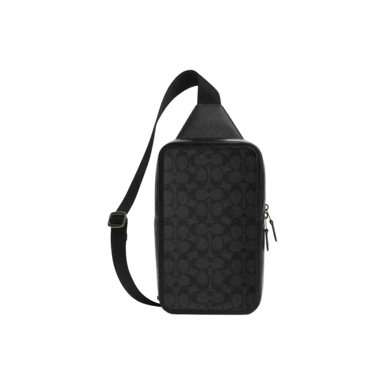 COACH Коровья кожа Одно плечо Сумка через плечо Sling Сумка Маленькая Мужская Черная Серый